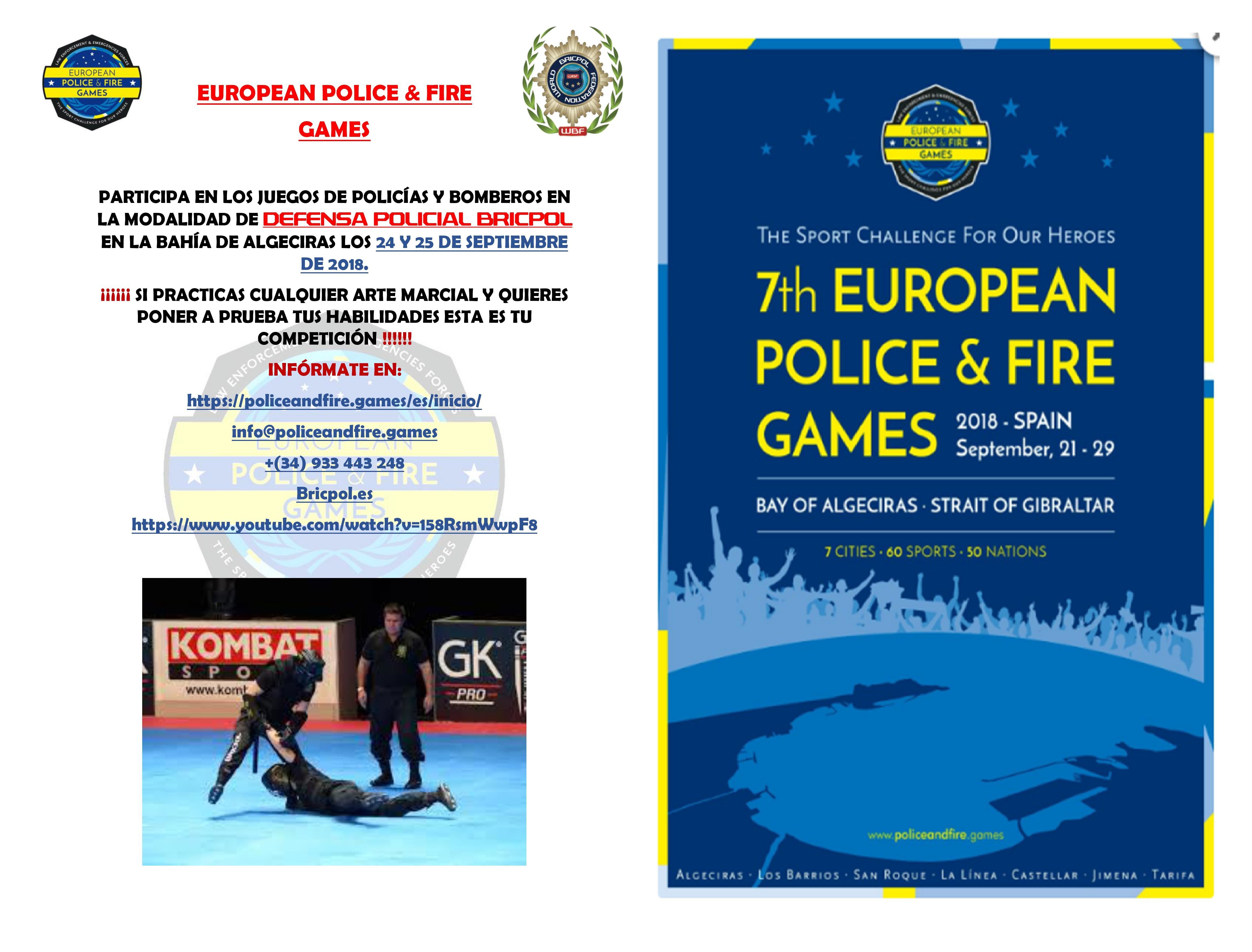 AUGC comprometida con la formacion en defensa policial de los guardias civiles, te anima a participar en los Séptimos Juegos Europeos de Policías y Bomberos