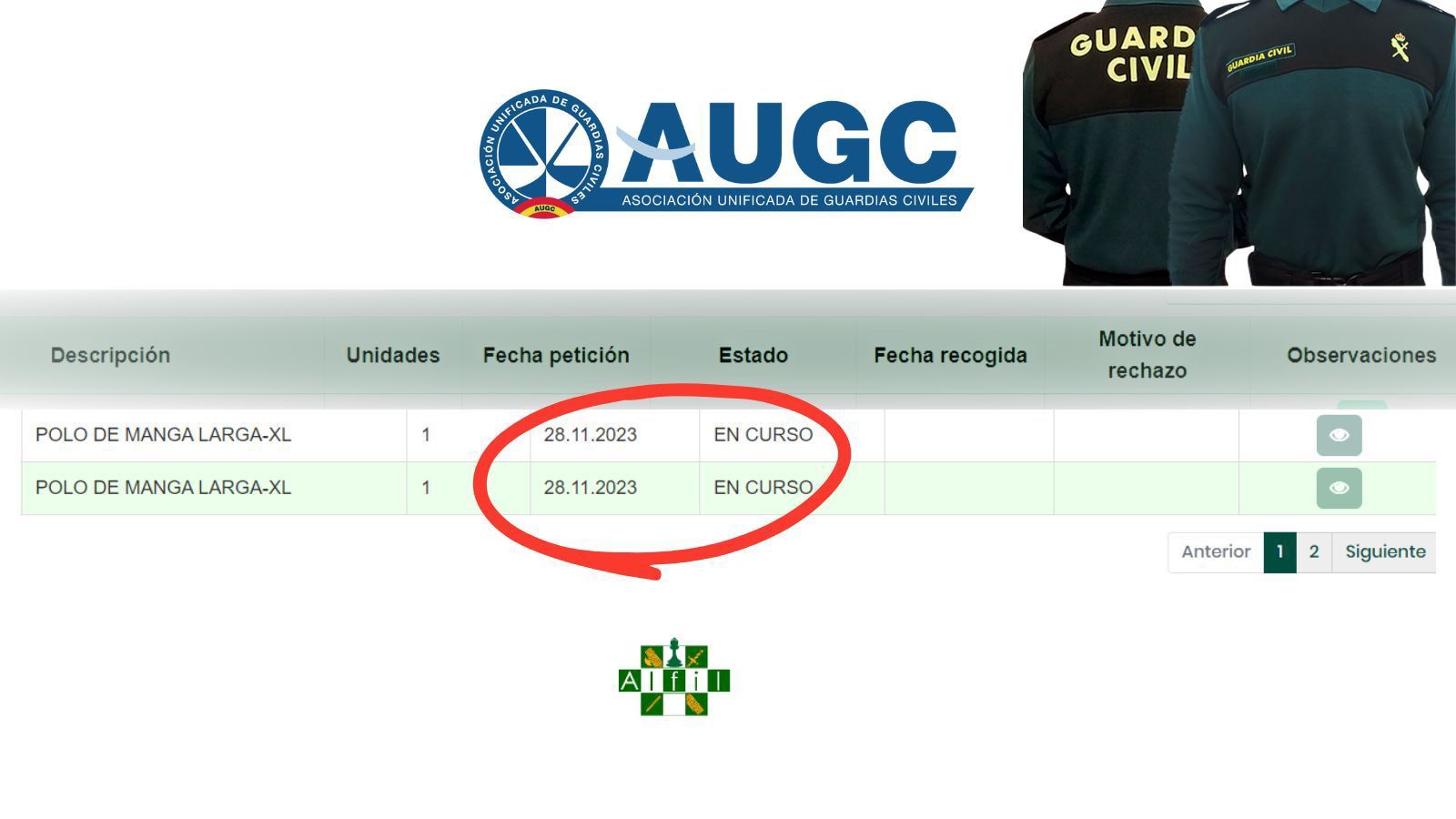 AUGC denuncia los largos plazos de entrega de vestuario que obligan a los guardias civiles a trabajar con prendas deterioradas o desfasadas