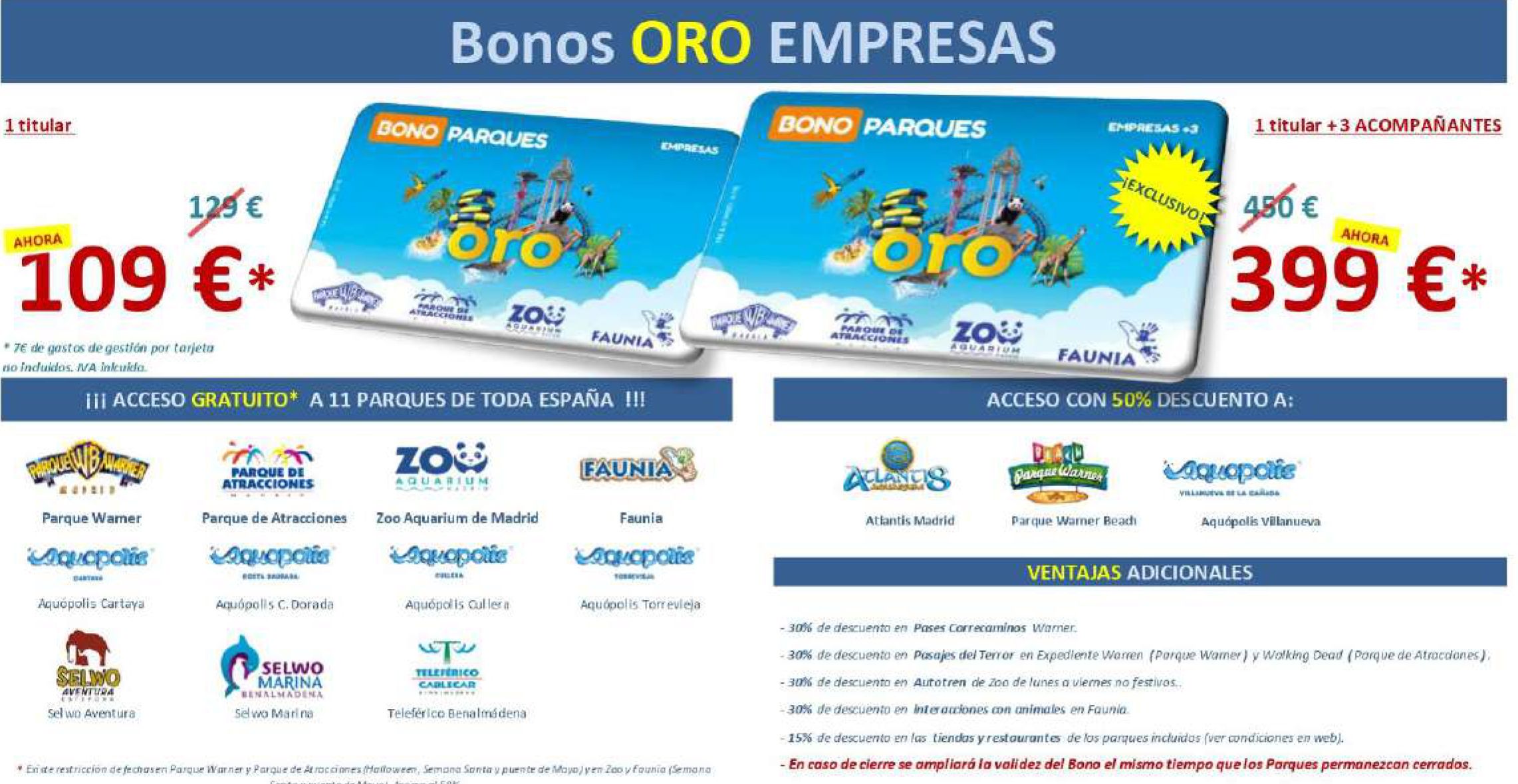 Disfruta de once parques en toda España a precios muy rebajados gracias a ser afiliado de AUGC