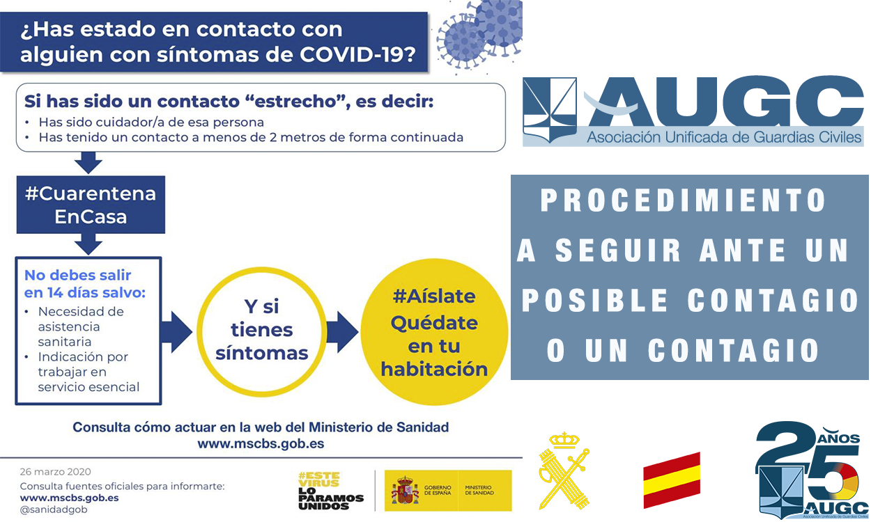 Si eres guardia civil, AUGC te recuerda el procedimiento a seguir ante un posible contagio de coronavirus