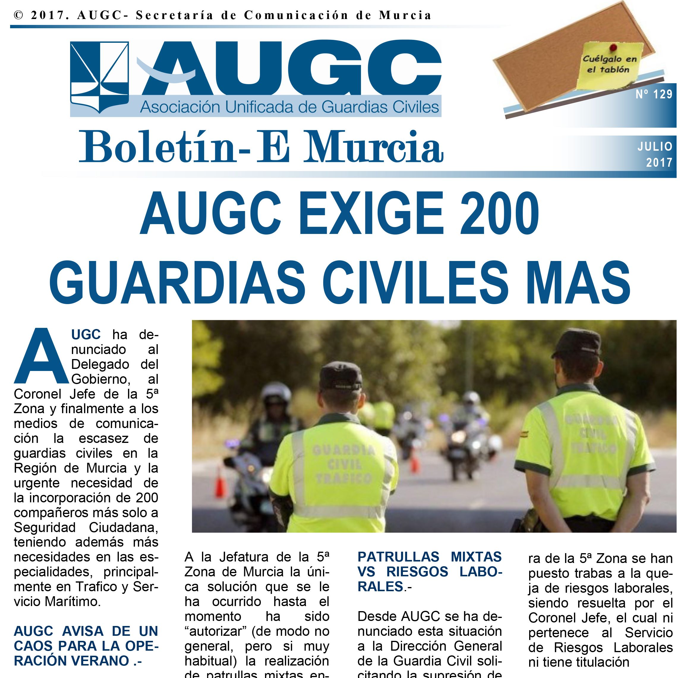 Descárgate el boletín informativo de AUGC Murcia de julio 2017