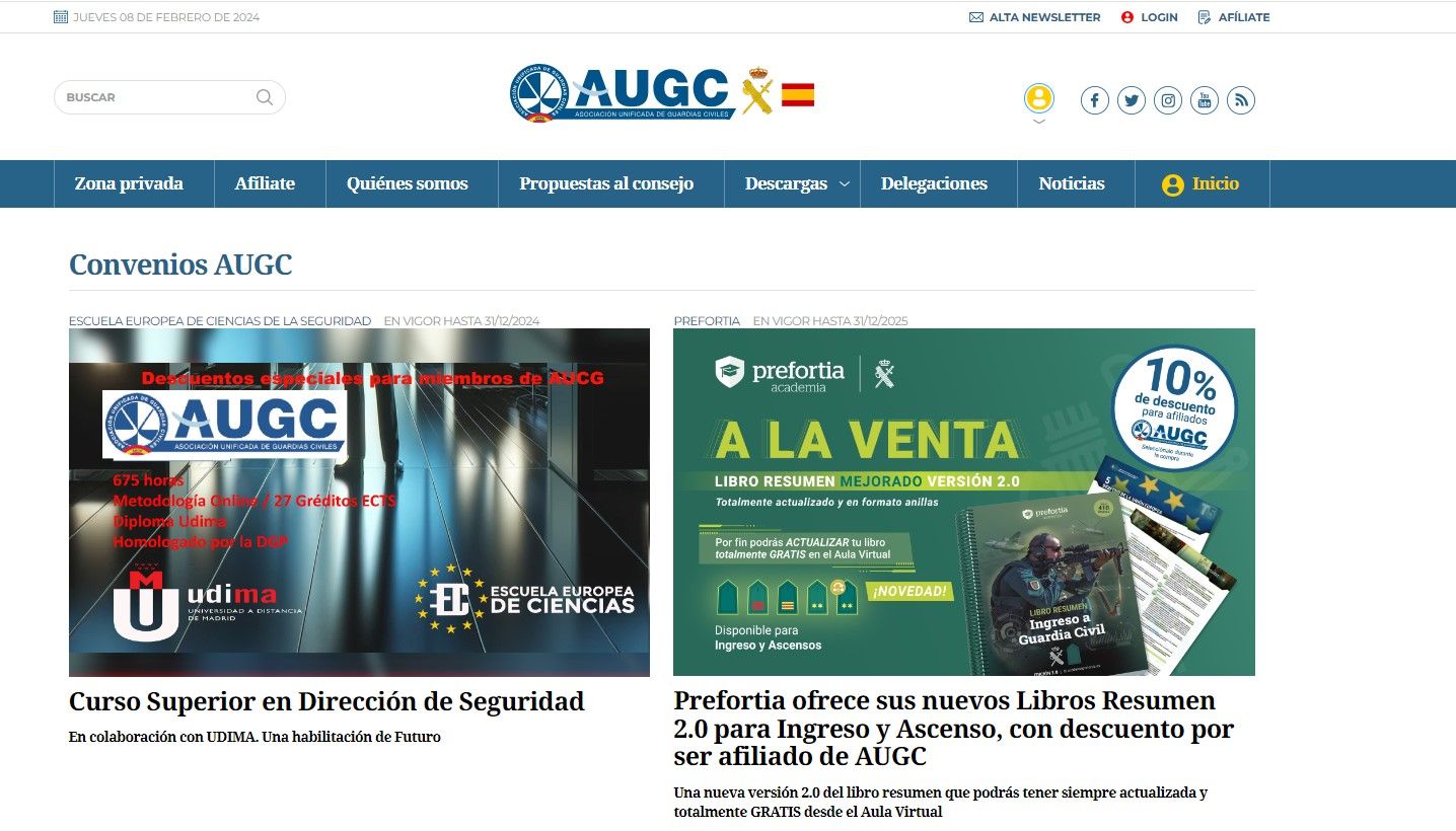 AUGC inaugura su nueva web de convenios