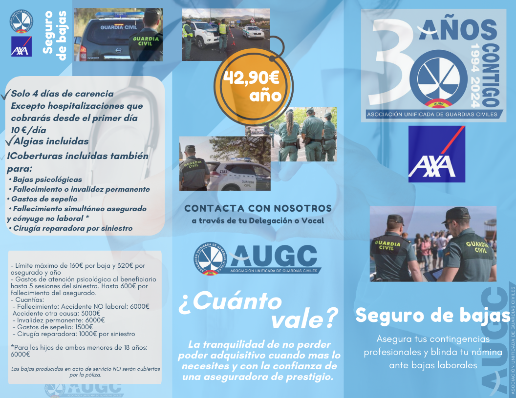 AUGC renueva con AXA su convenio de seguro de bajas