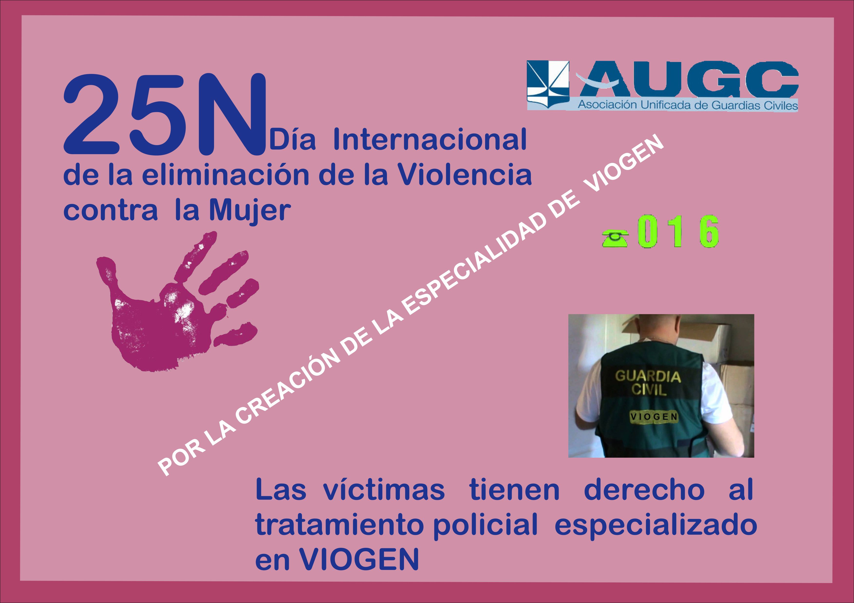 Ante el Día de la Eliminación de la Violencia contra la Mujer, AUGC vuelve a pedir la regulación como especialidad de las Unidades de VIOGEN