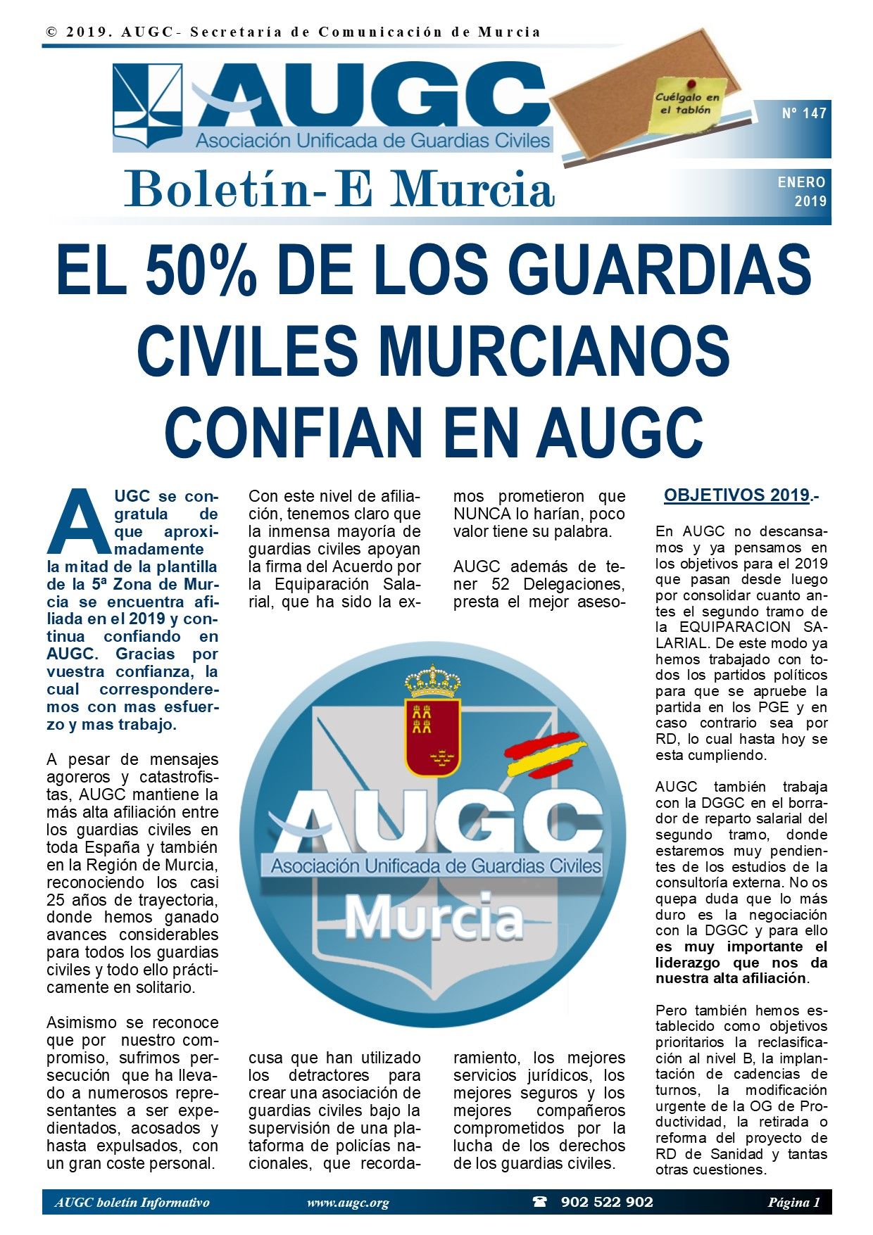Ya puedes descargarte el Boletín de enero de AUGC Murcia