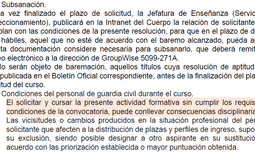 AUGC presenta una queja ante el general de la Jefatura de Enseñanza por la amenaza que se incluye en las convocatorias de los cursos