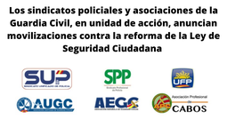 Las organizaciones policiales, en unidad de acción, anuncian movilizaciones contra la reforma de la Ley de Seguridad Ciudadana