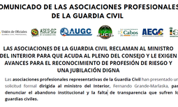Las asociaciones de la guardia civil reclaman al Ministro del Interior que acuda al Pleno del Consejo