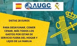 AUGC reclama al Gobierno actualizar las dietas por alojamiento, desplazamiento y manutención de los guardias civiles