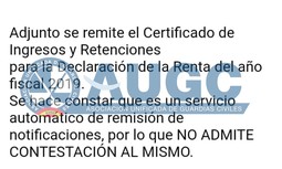 La Dirección General de la Guardia Civil remite el Certificado para la Declaración de la Renta correspondiente a 2019