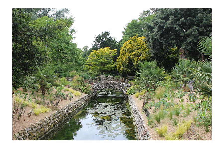 Spring Garden and Pond at West Dean Gardens in Sussex