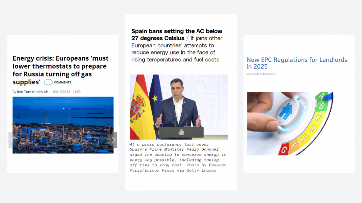 News across the web talking about new regulations for landlords because of the energy crisis