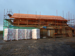 Construction photo of self-build hemcrete house in Longford 