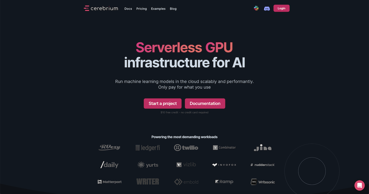 Cerebrium - Serverless GPU infrastructure for Machine learning