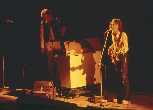 The David Cross and John Wetton pedalboards. DGM Live