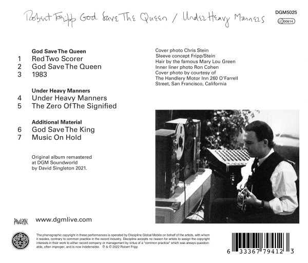 DGM Live: God Save The Queen/Under Heavy Manners CD