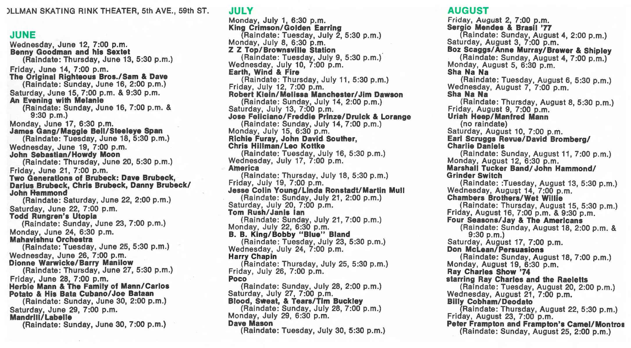1974 Concert Series