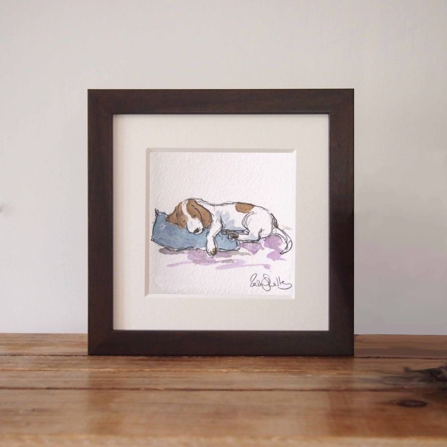 Pencil portrait of a basset hound