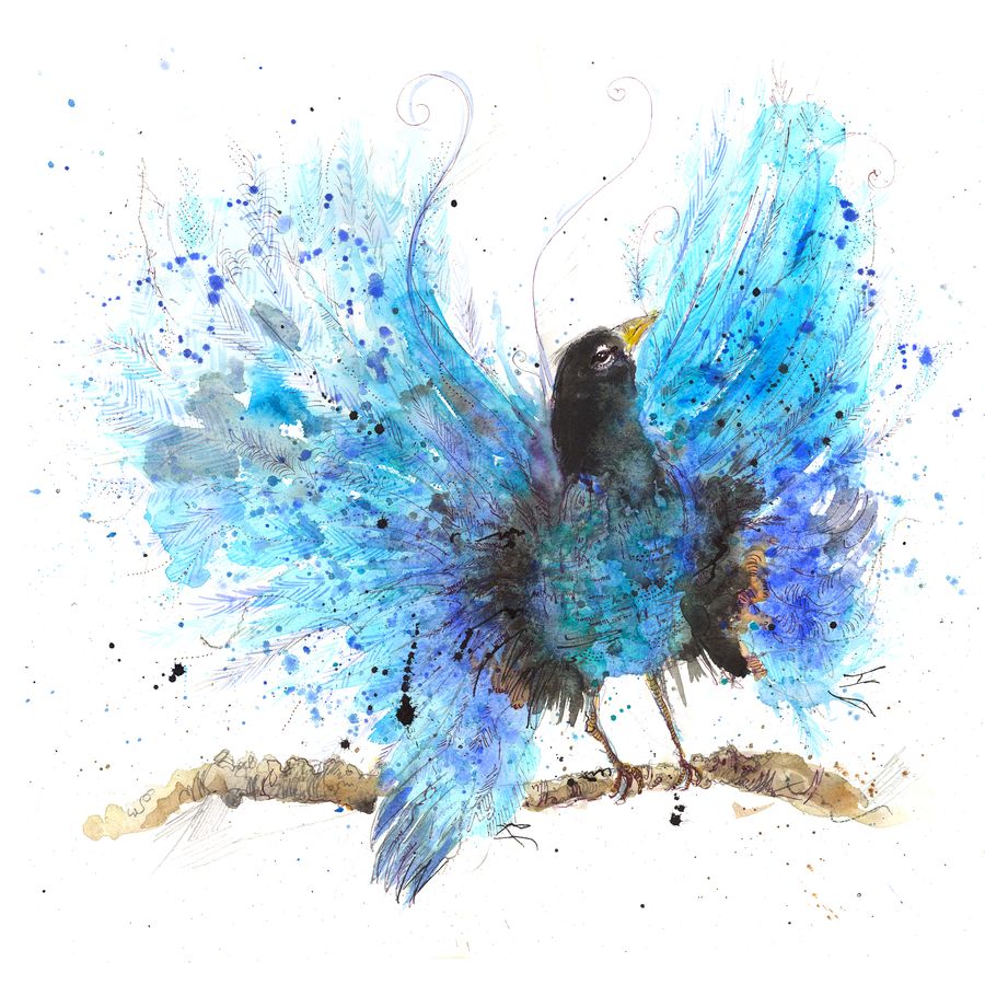 Bird of paradise in blue