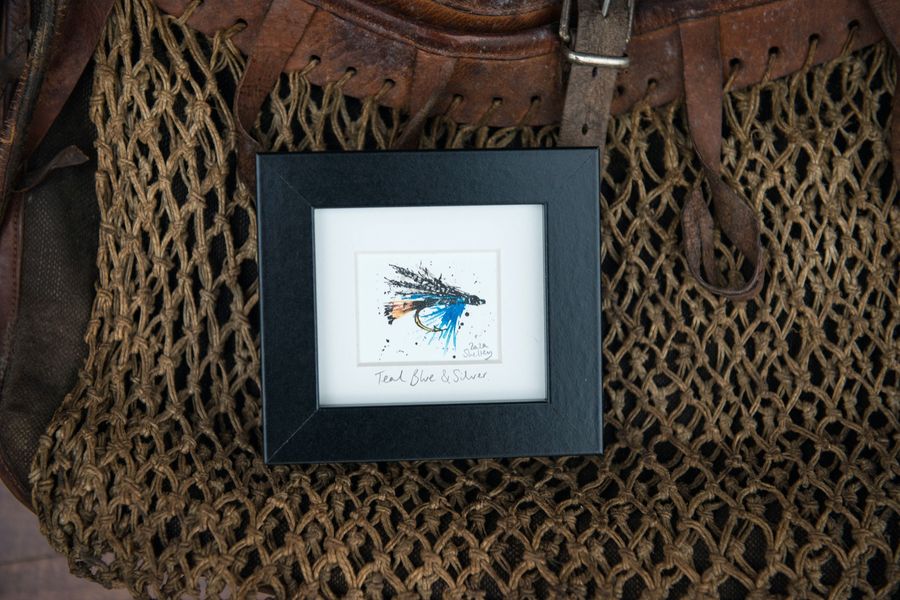 Teal Blue and Silver fishing fly illustration