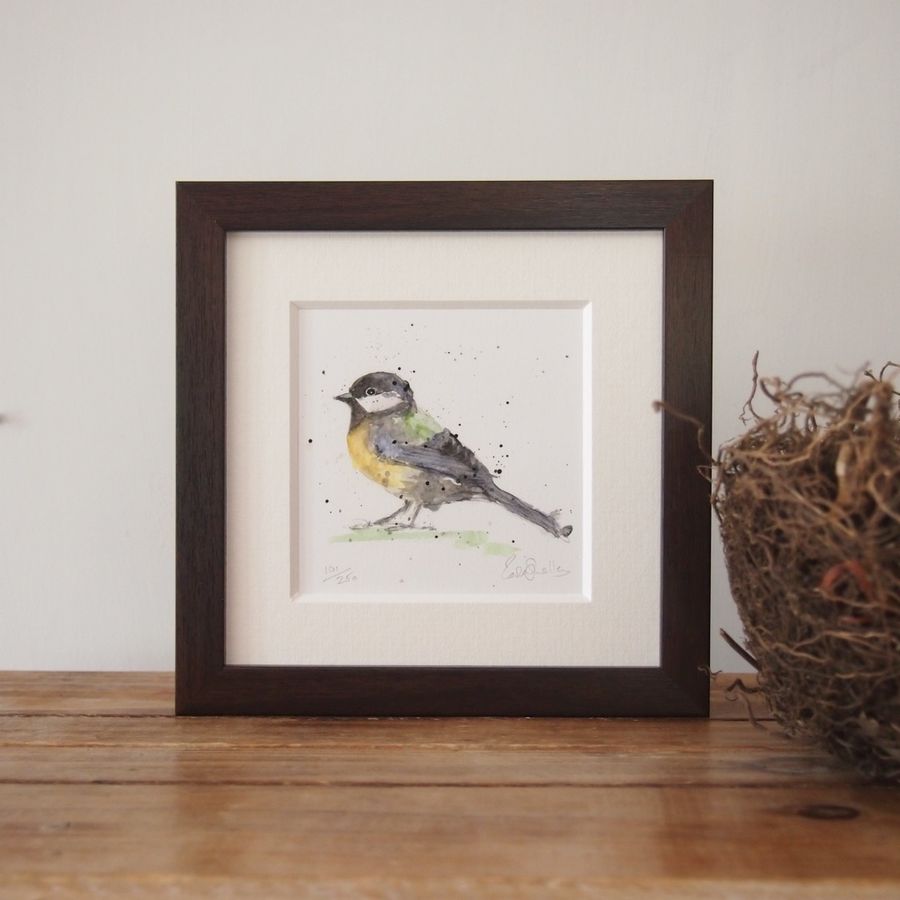 Ink and watercolour great tit