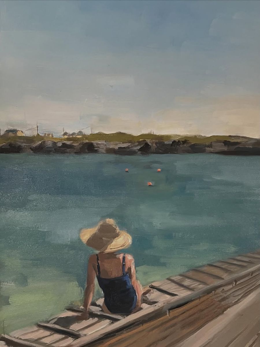 Oil painting of a boat, Anglesey