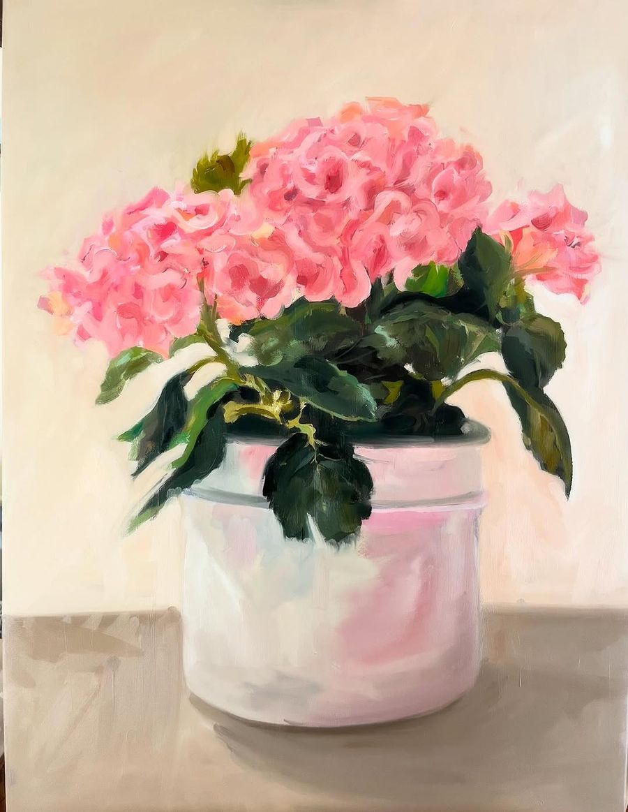 Oil painting of hydrangeas from Charlotte’s house