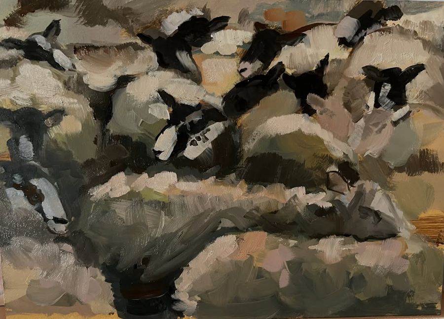 Oil painting of sheep